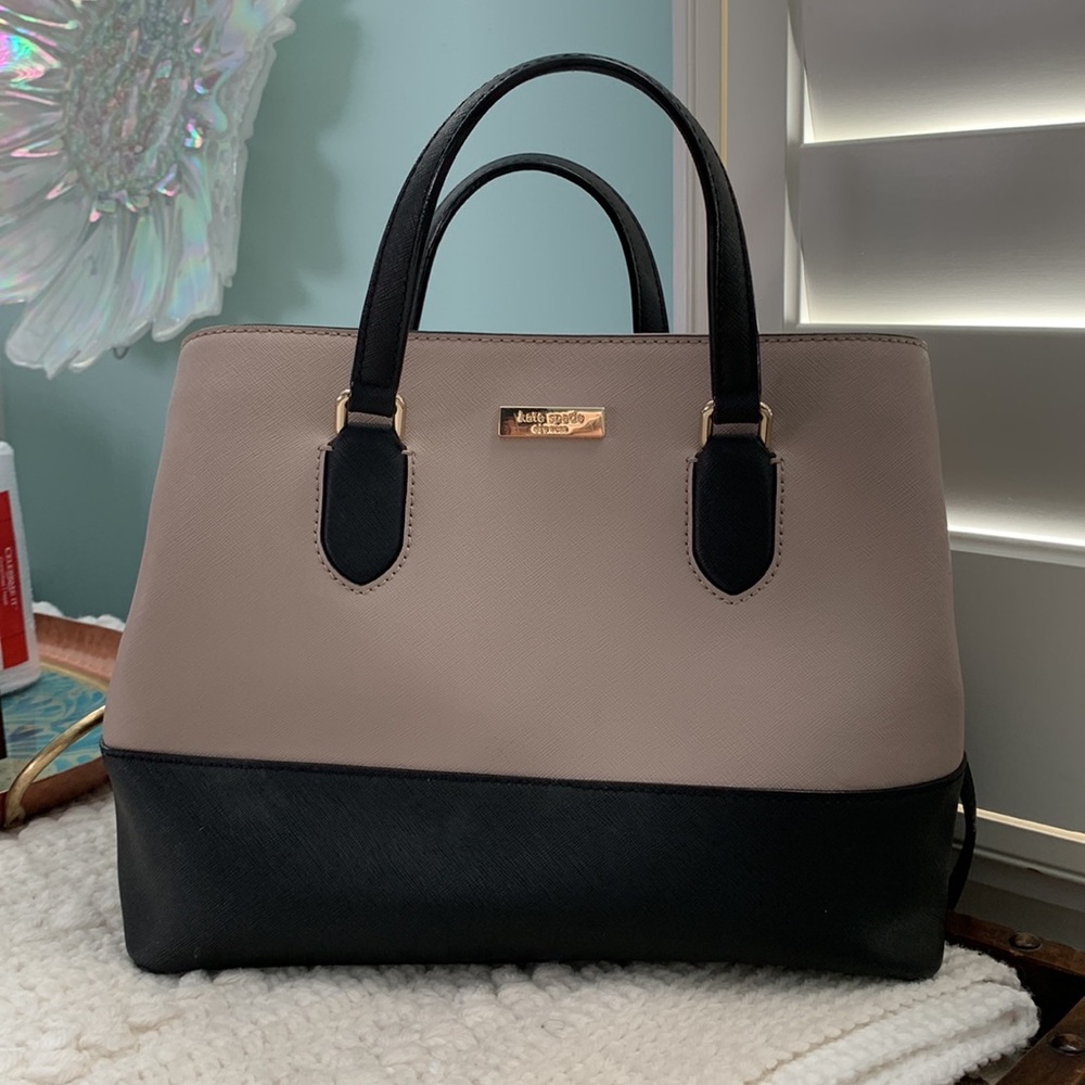 Kate Spade Taupe and Black Shoulder Purse